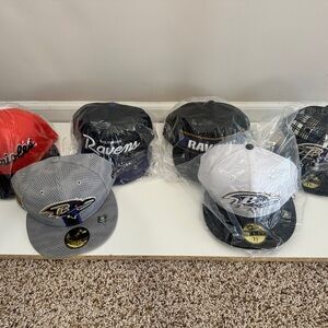 6 New Era Baltimore Ravens Fitted Hat Collection - Size 7 5/8, NWT